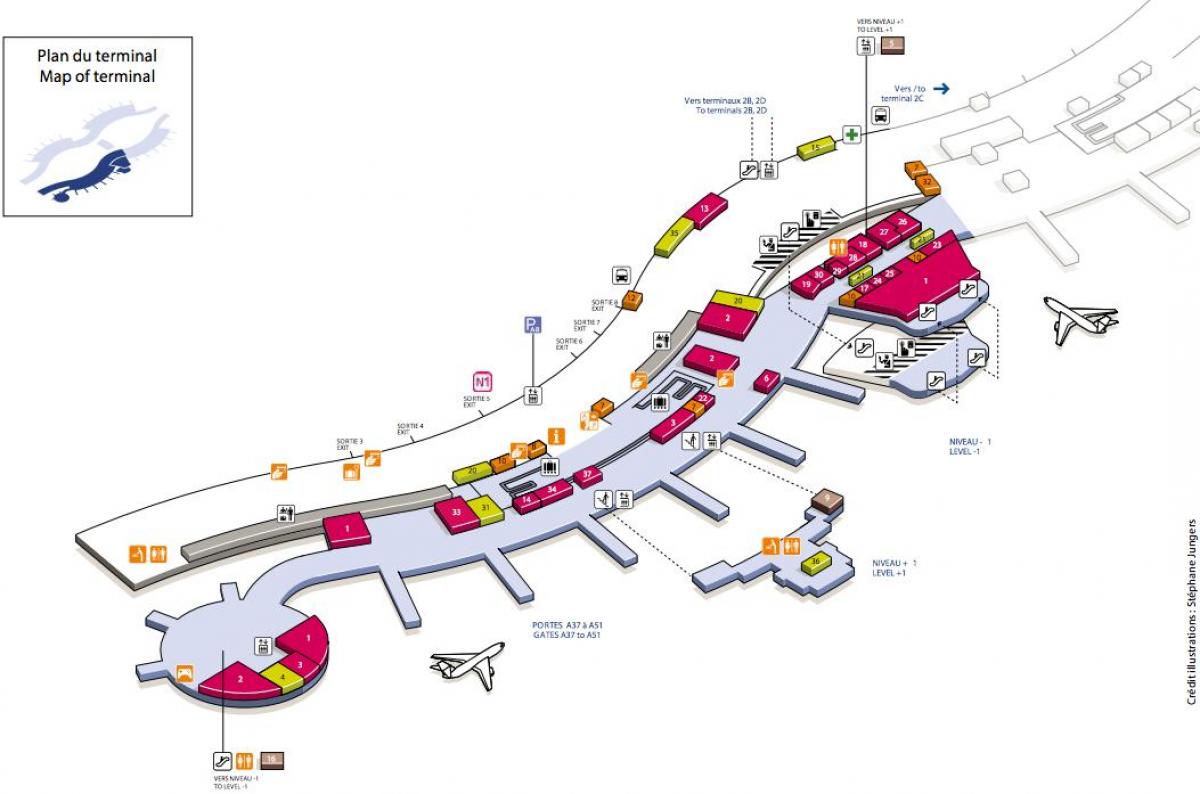 Χάρτης της CDG airport terminal 2A