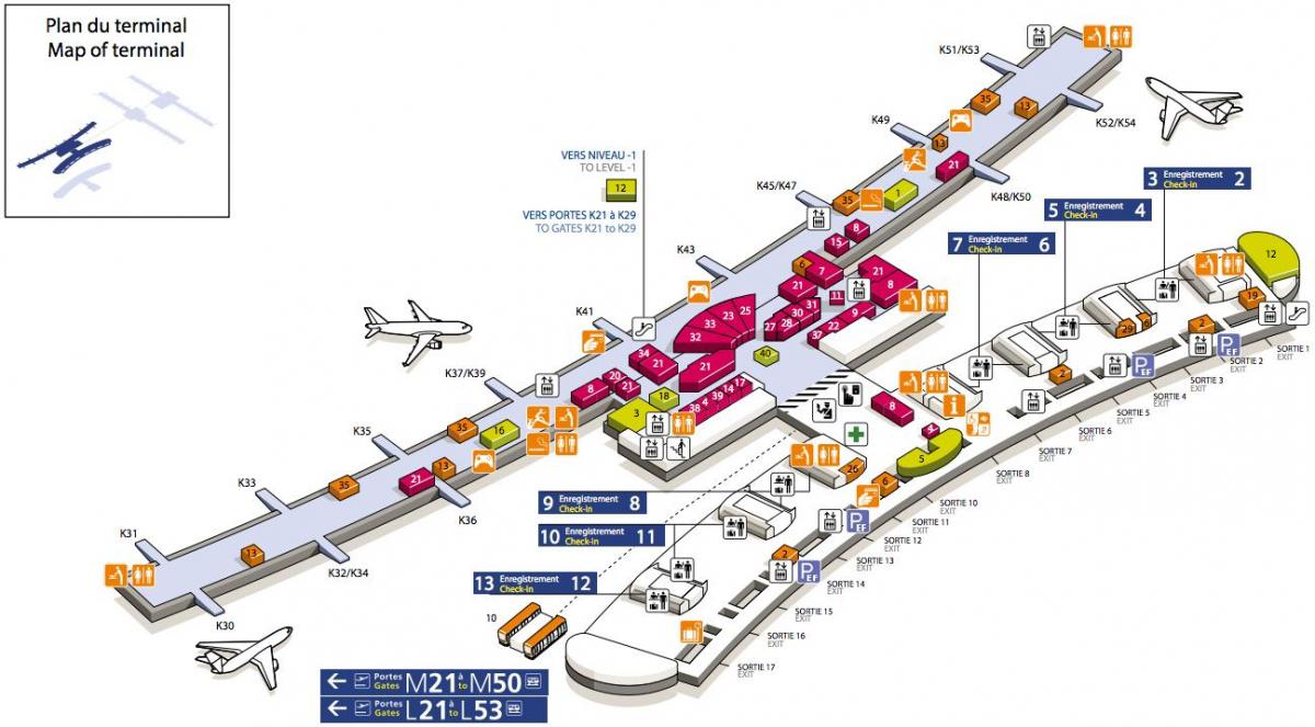 Χάρτης της CDG αεροδρόμιο 2Ε