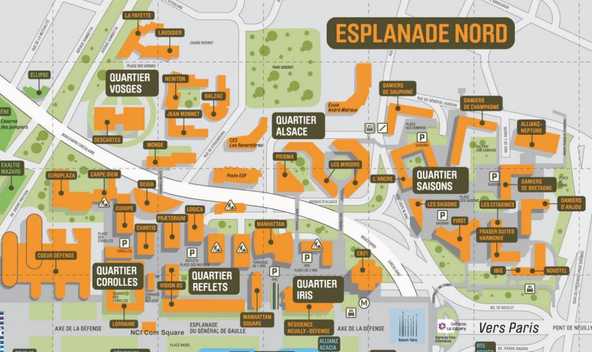 Χάρτης της La Défense North Esplanade