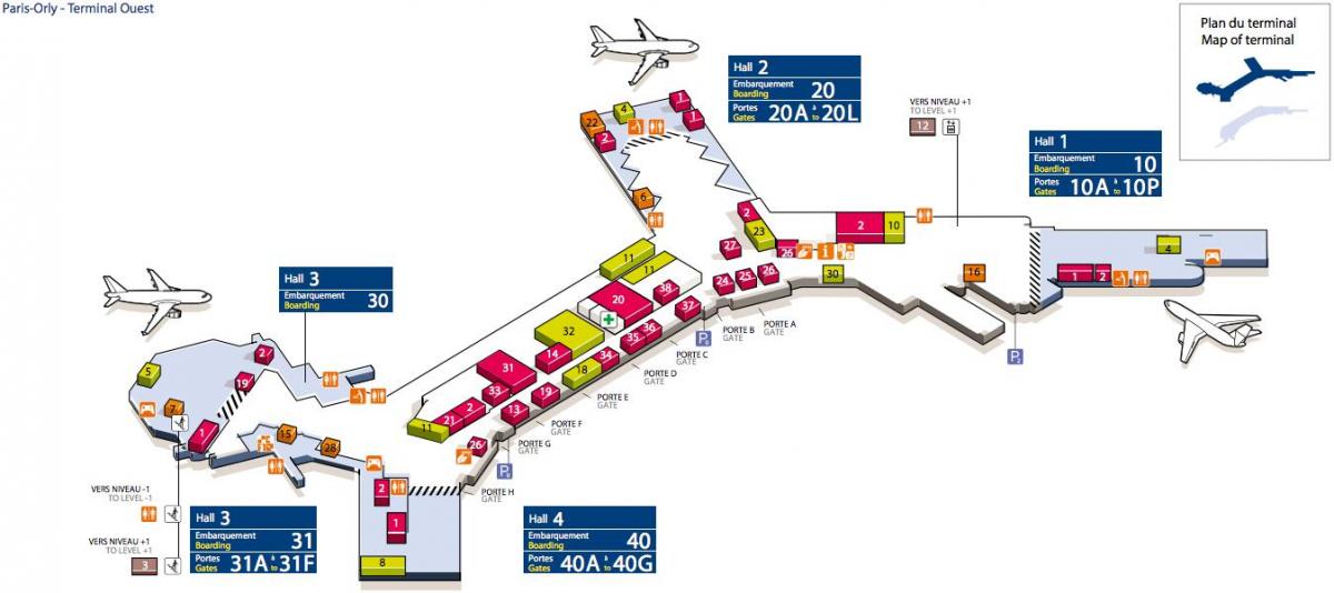 Χάρτης της Δυτικής αεροδρόμιο Orly