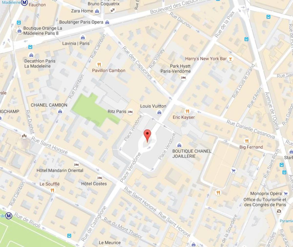 Χάρτης της Place Vendôme