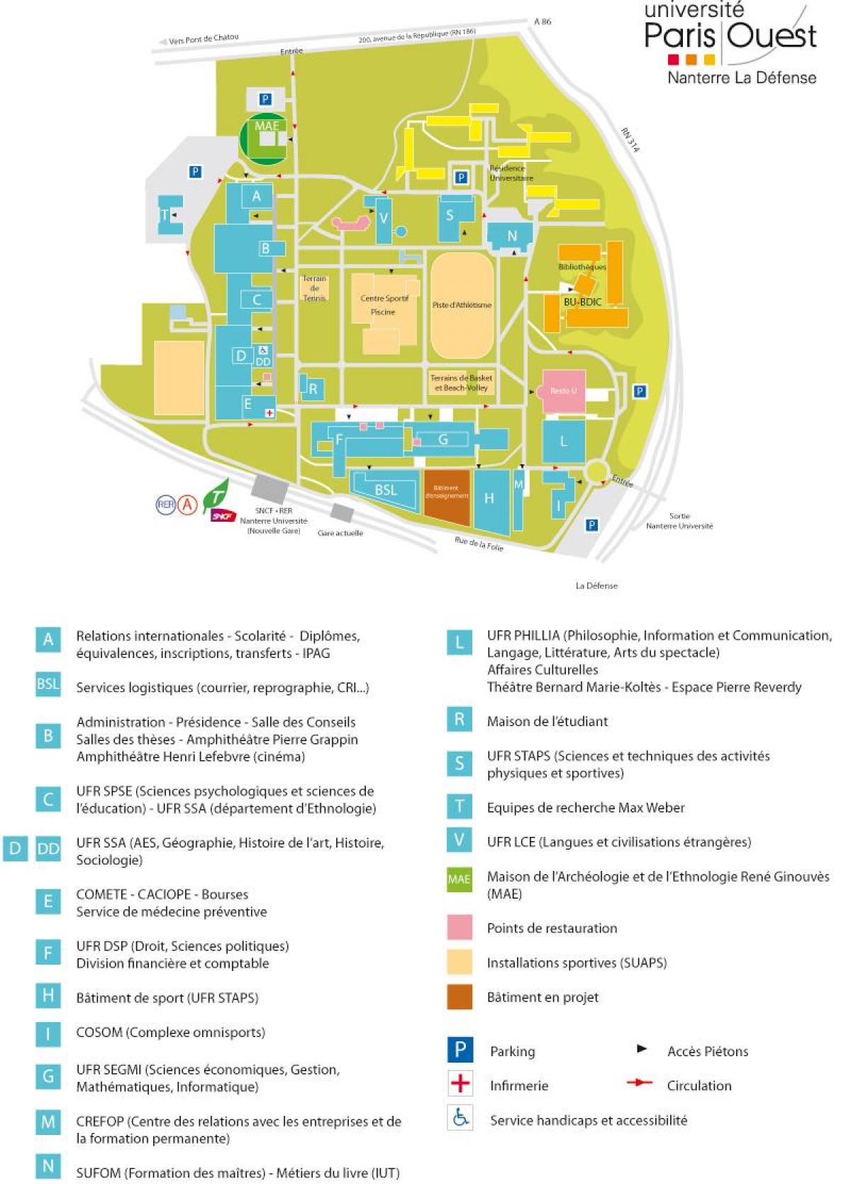 Χάρτης του Πανεπιστημίου Nanterre