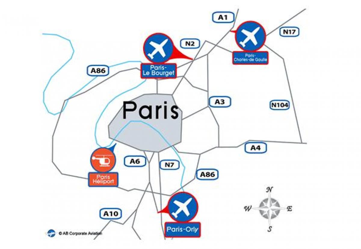 Χάρτης του Παρισιού και το αεροδρόμιο