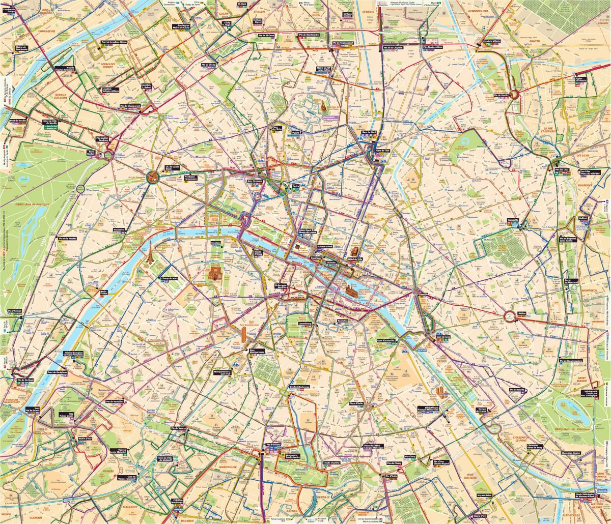 Χάρτης του Παρισιού λεωφορείο