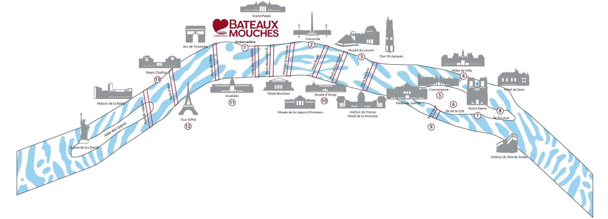 Χάρτης του Παρισιού πεταξτε με βάρκες