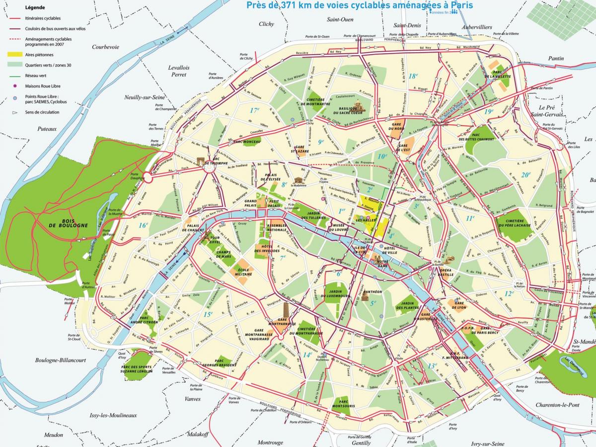 Χάρτης των ποδηλατοδρόμων