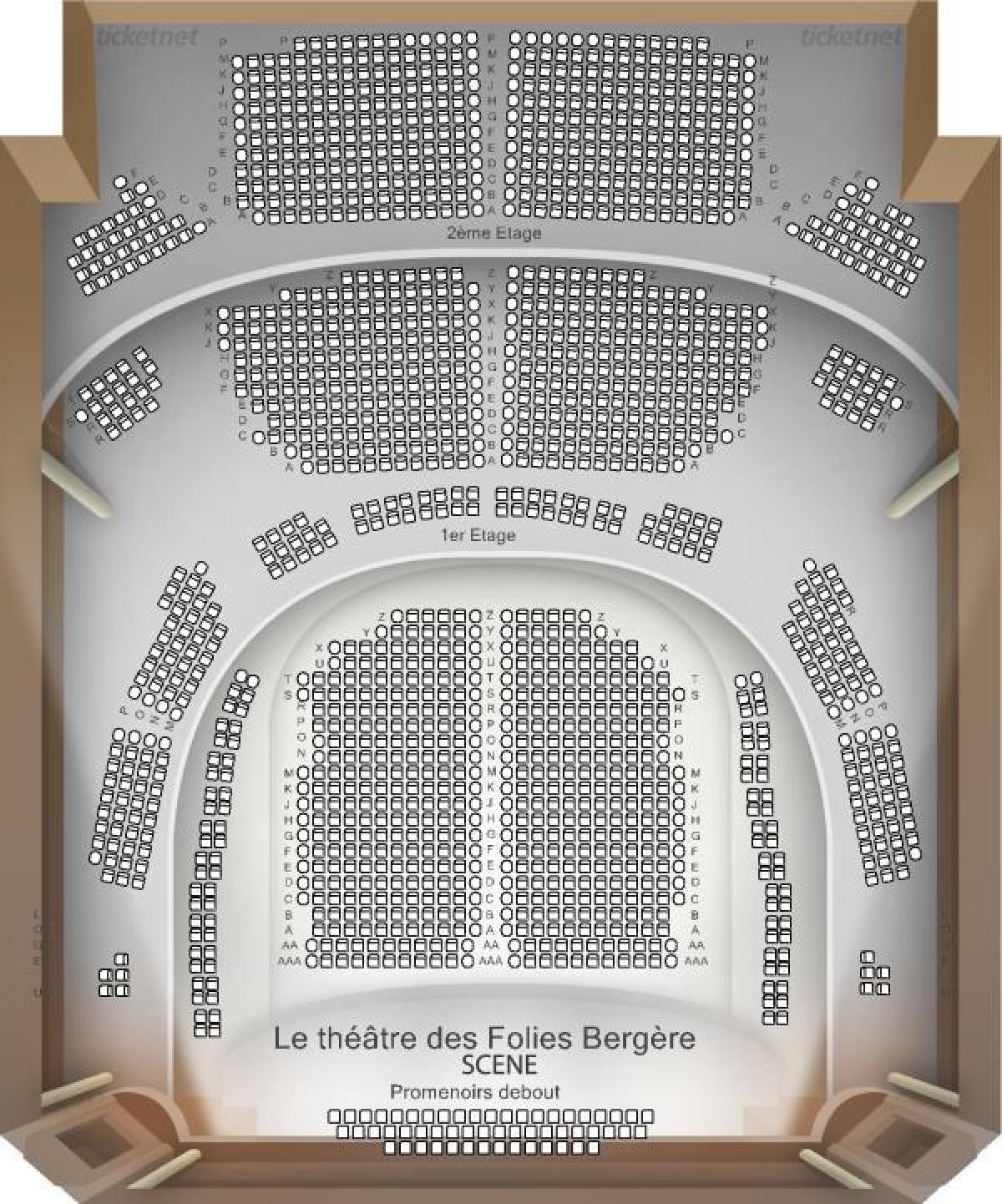 Χάρτης της συναυλιακός χώρος Folies Bergere