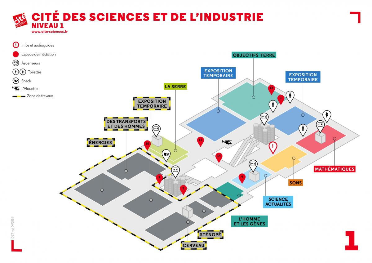 Χάρτης της Cité des Sciences et de l'industrie Επίπεδο 1