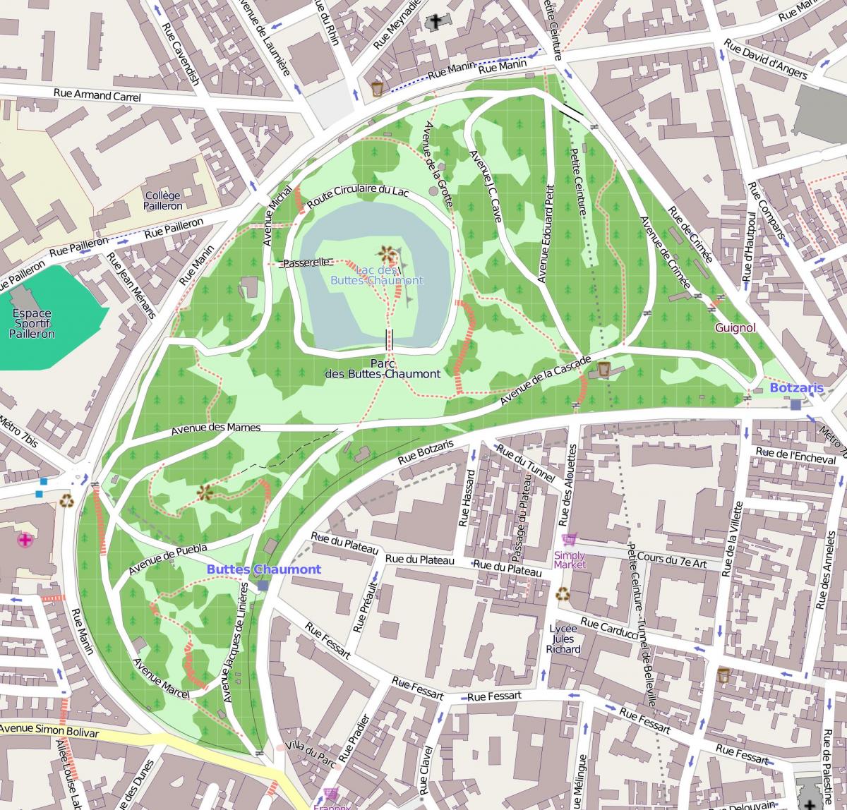 Χάρτης από Το Parc des Buttes-Chaumont
