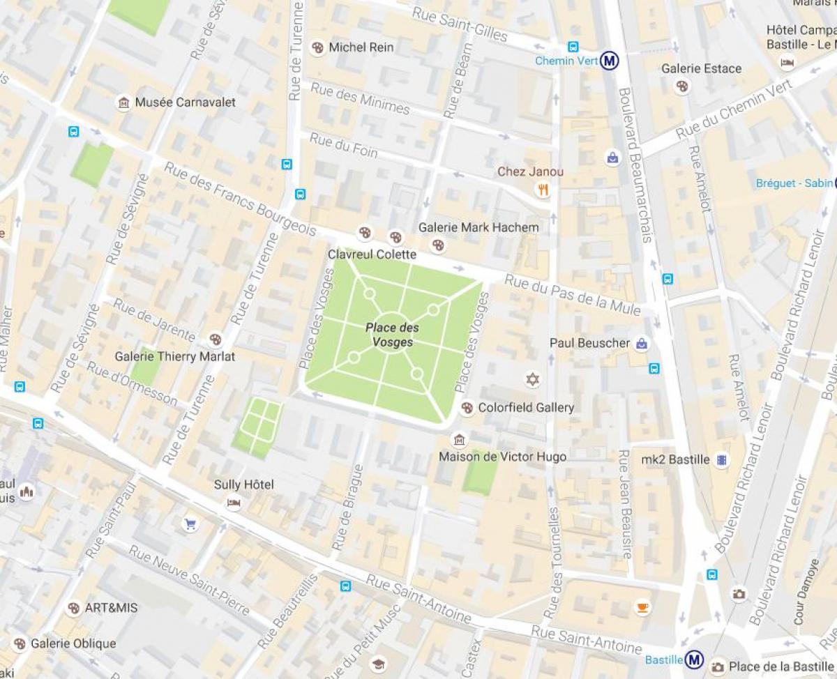 Χάρτης της Place des Vosges