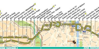 Χάρτης των λεωφορείων του Παρισιού γραμμή 57