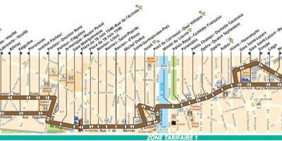 Χάρτης των λεωφορείων του Παρισιού γραμμή 95