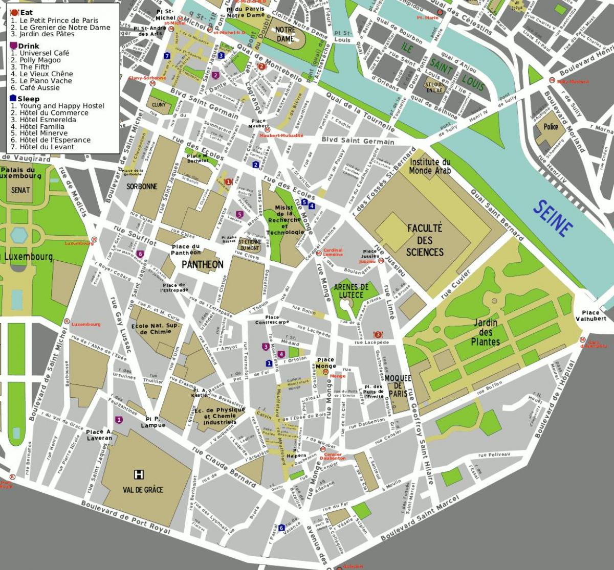 Εμφάνιση χάρτη 5ο διαμέρισμα του Παρισιού