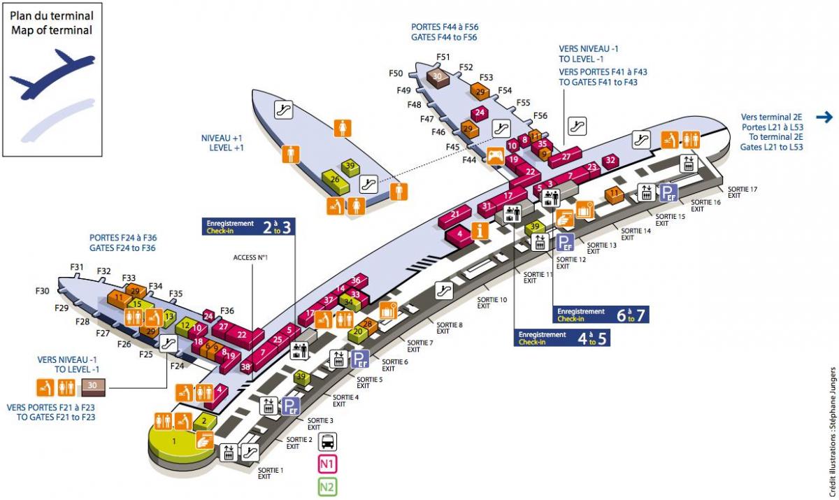 Χάρτης της CDG airport terminal 2F