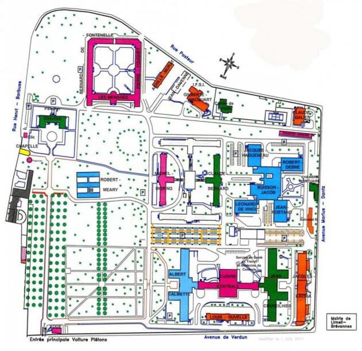 Χάρτης του Emile Roux νοσοκομείο