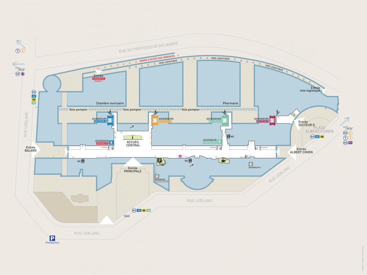 Χάρτης της Georges-Pompidou hospital
