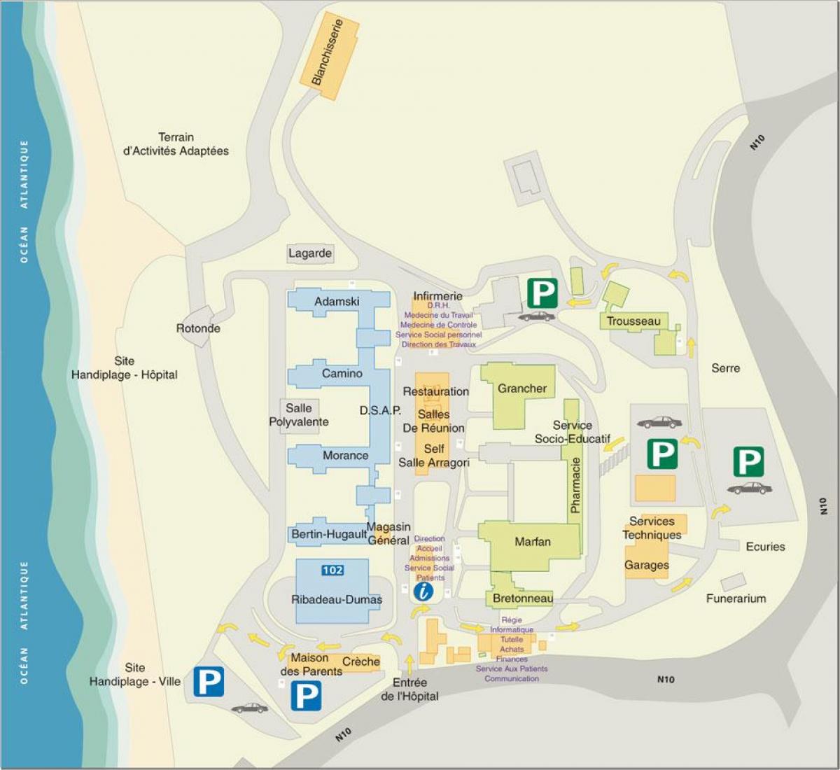 Χάρτης της Marin de Hendaye νοσοκομείο