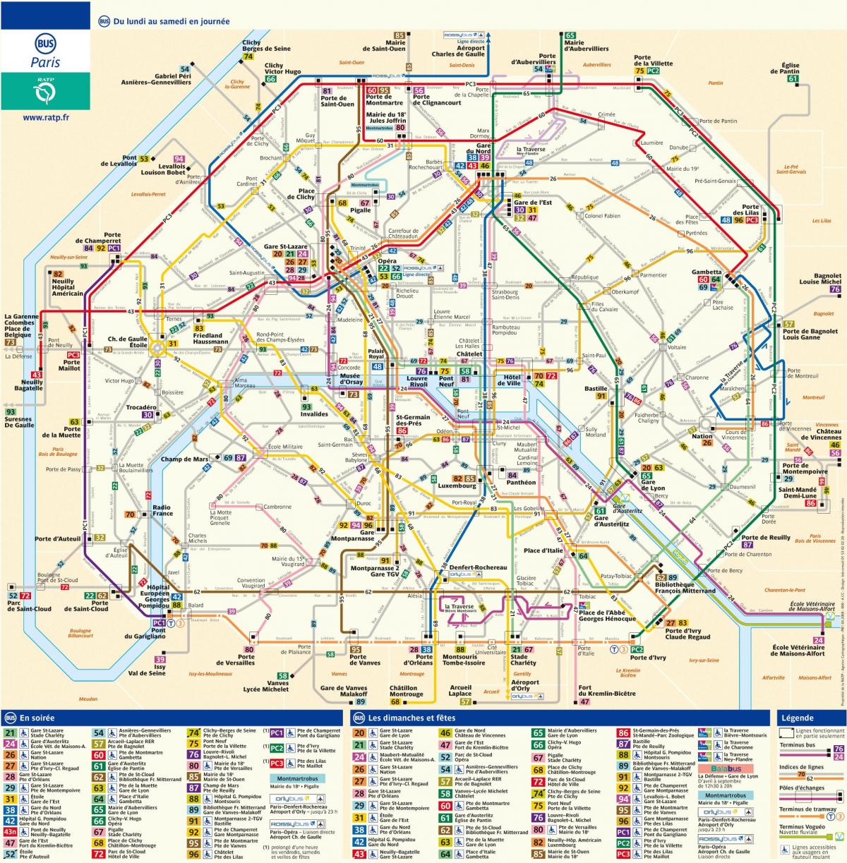 Χάρτης της RATP λεωφορείο