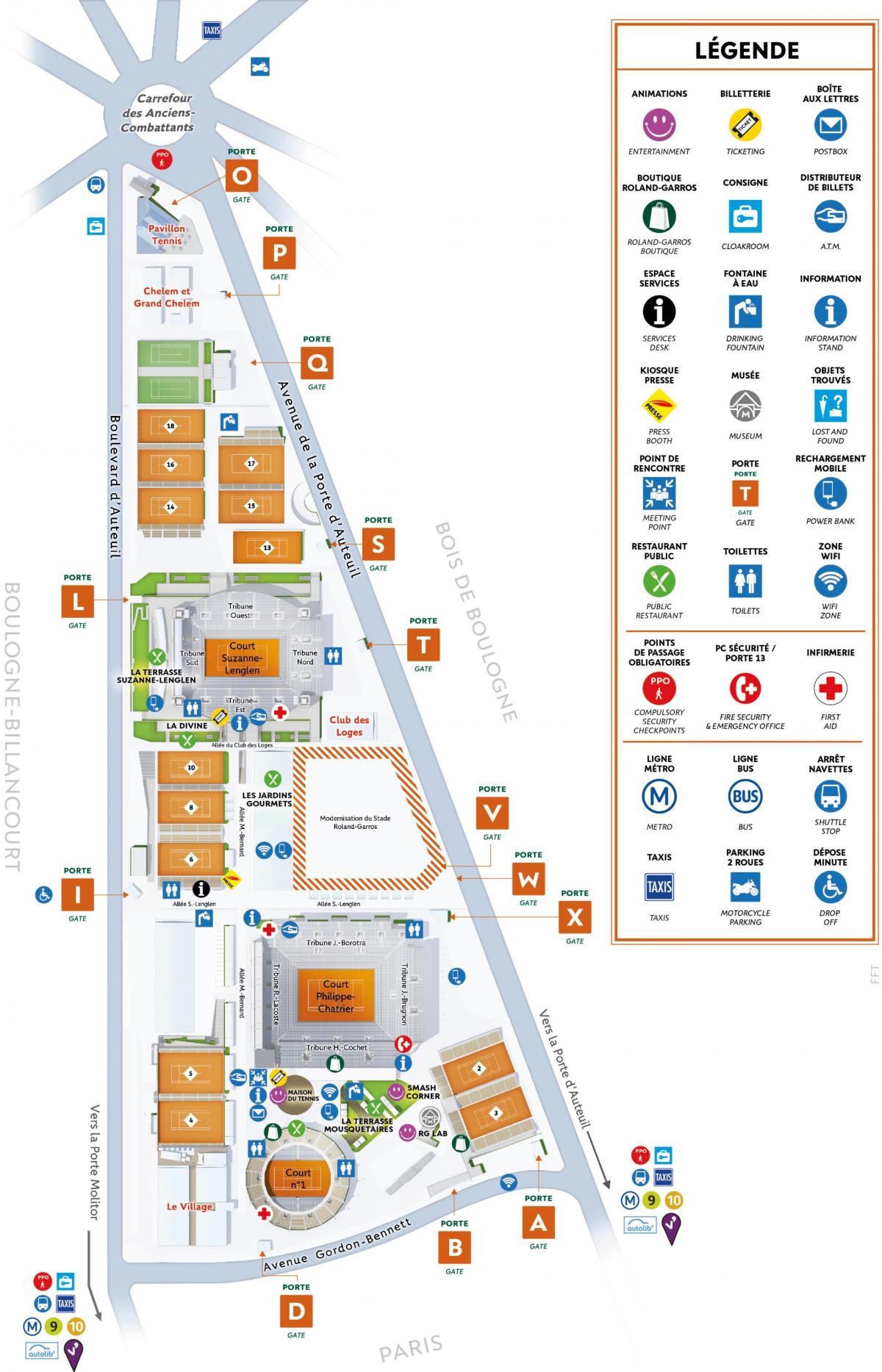 Χάρτης της Roland Garros