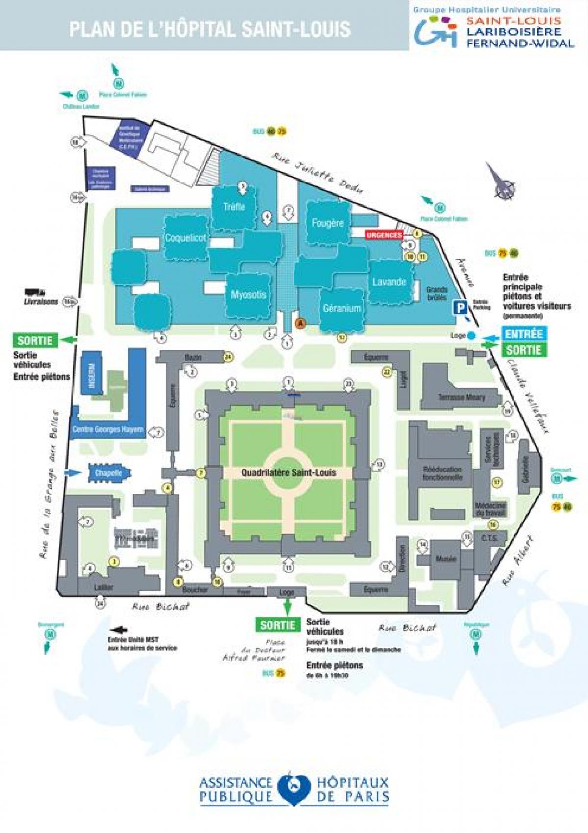 Χάρτης του Saint-Louis νοσοκομείο