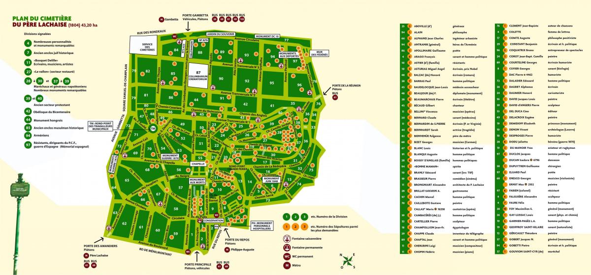 Χάρτης από το Νεκροταφείο Père Lachaise,