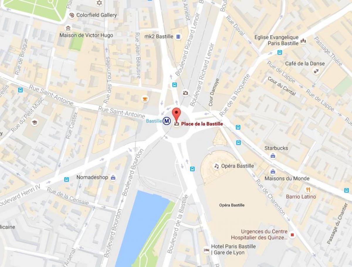 Χάρτης της Place de la Bastille