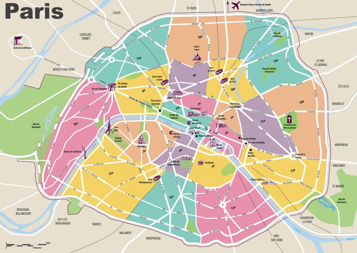 Χάρτης του Παρισιού αξιοθέατα