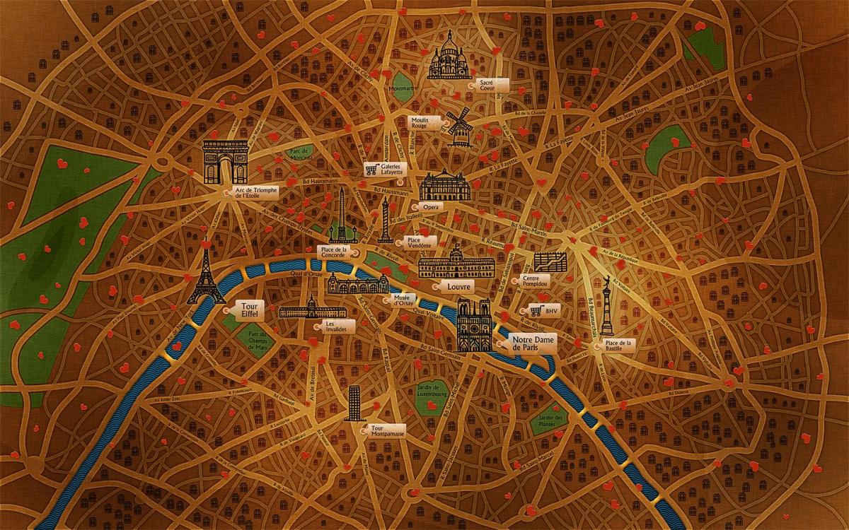 Χάρτης του Παρισιού ταπετσαρία
