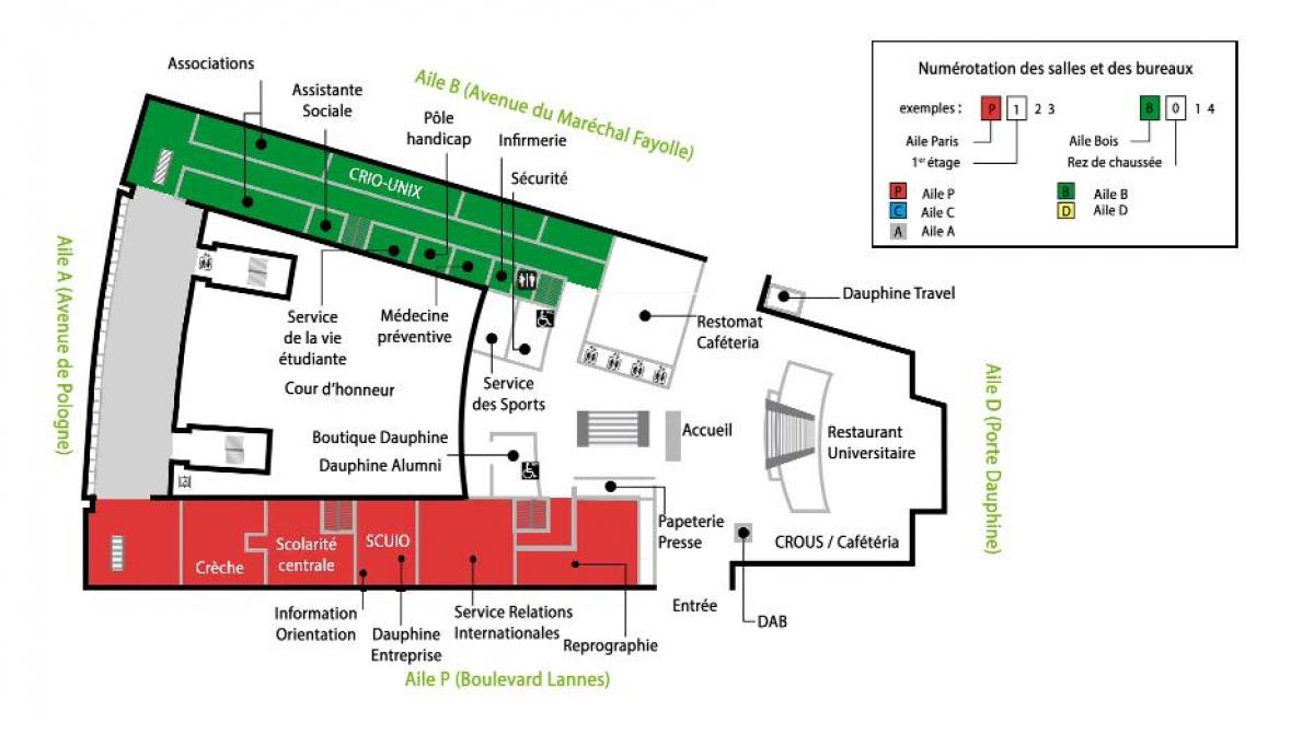 Χάρτης της Σχολή Dauphine - ισόγειο