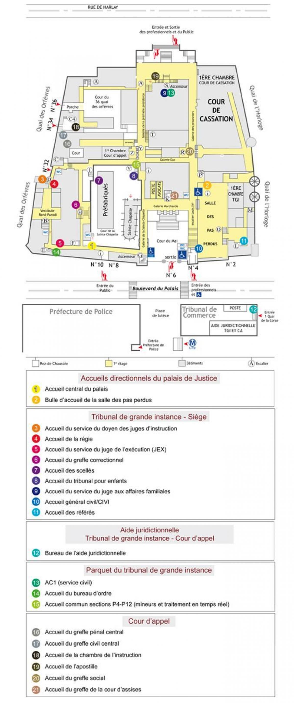 Χάρτης από Το Palais de Justice Παρίσι