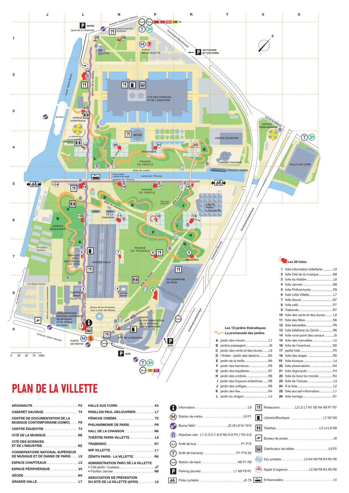 Χάρτης του Parc de la Villette