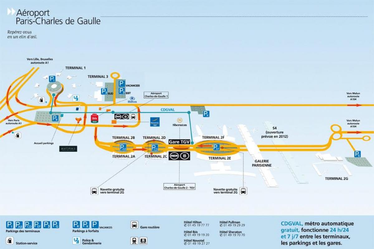 Χάρτης από το αεροδρόμιο Charles de Gaulle