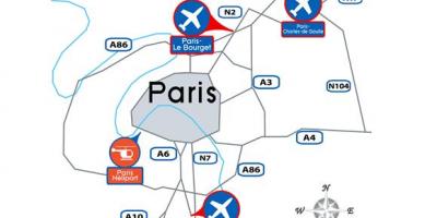 Χάρτης του Παρισιού και το αεροδρόμιο
