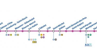 Χάρτης του Παρισιού, το μετρό γραμμή 4